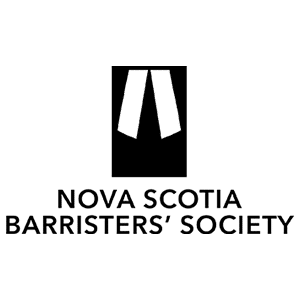 Logo of the Nova Scotia Barristers' Society, featuring a stylized representation of barrister's robes, symbolizing legal professionalism and case management.