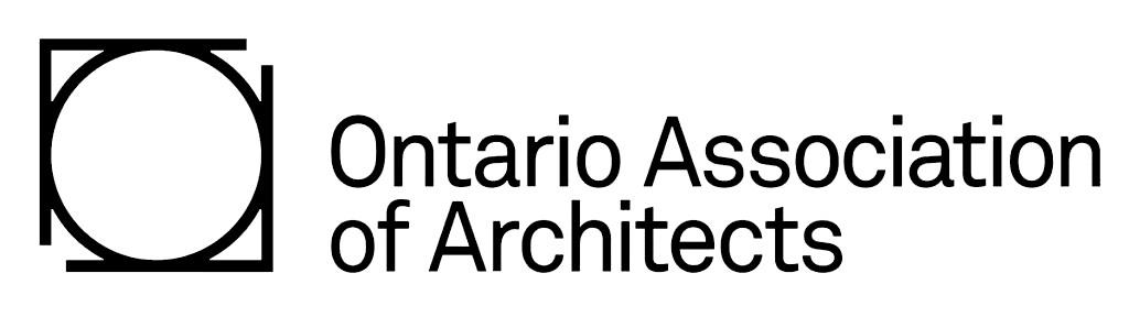 Logo of the Ontario Association of Architects, featuring a circular design and the organization&rsquo;s name in bold text, representing professional architecture standards and case management integration.